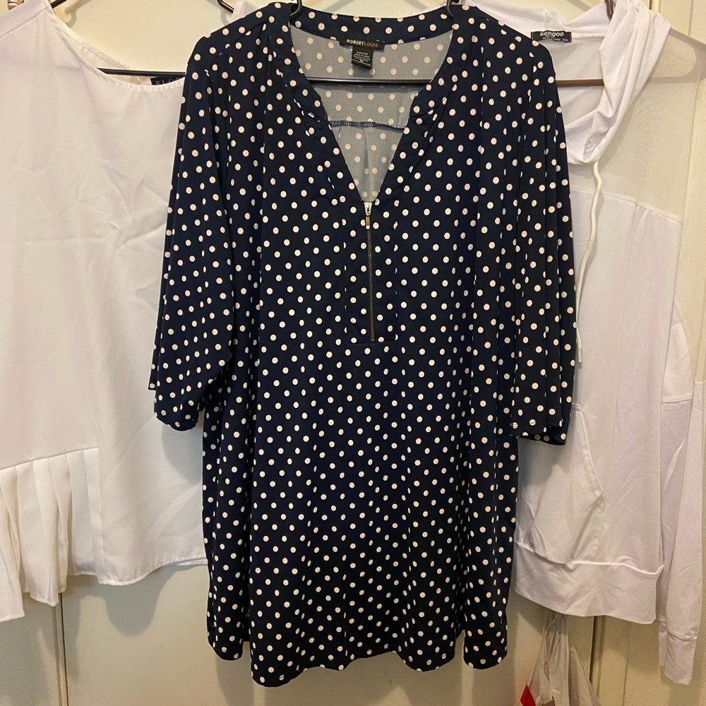 Amazon size 3x poka dot zipper shirt